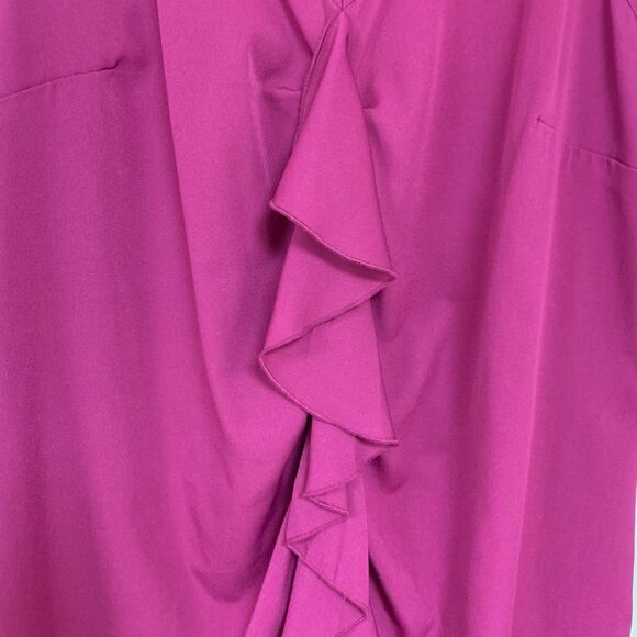Motherhood Maternity Fuchsia Plum Pink Summer Ruffle Front Shirt Top Size Medium - Picture 2 of 8
